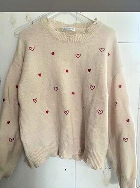 CBRAND Heart Pattern Crewneck Sweater in Beige